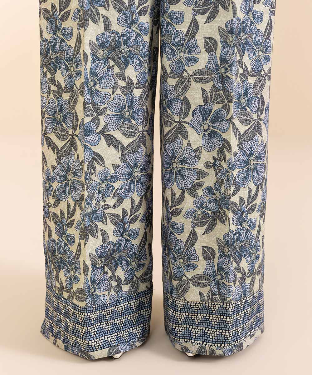 Women's Unstitched Light Khaddar Printed Blue 2 Piece Suit