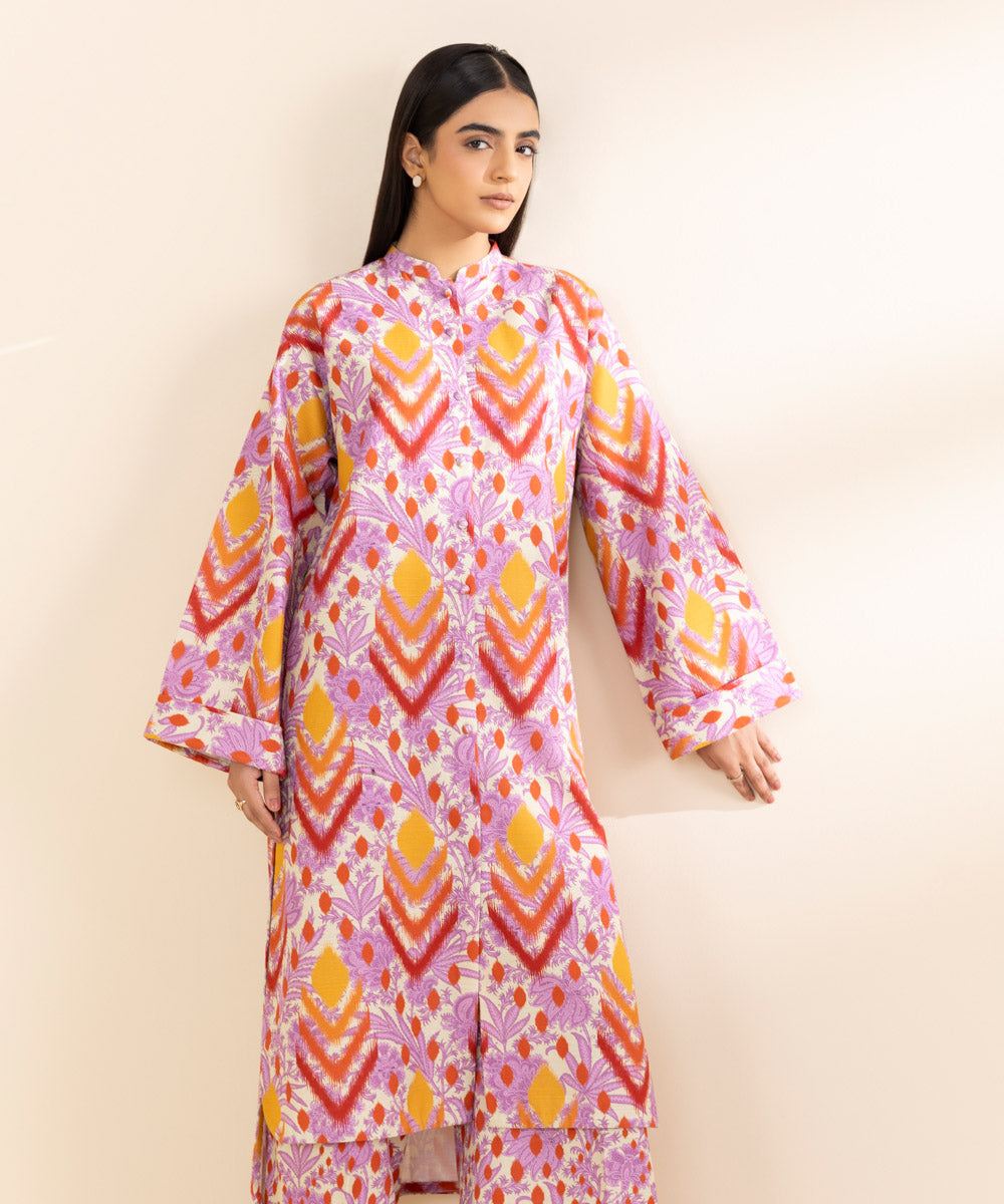 Women's Unstitched Khaddar Printed Multi 2 Piece Suit