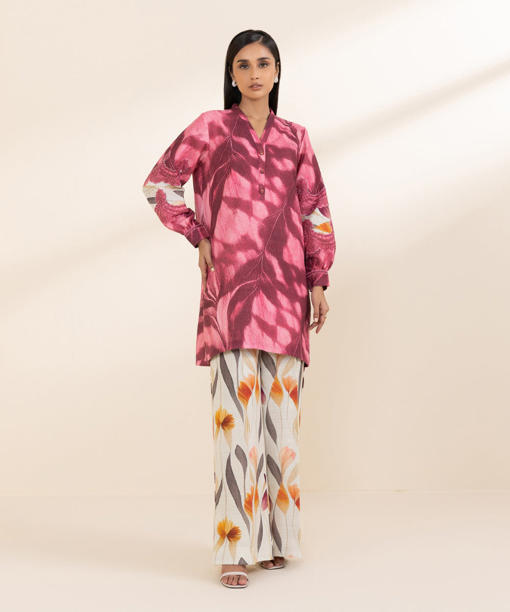 Women's Unstitched Khaddar Multi Printed 2 Piece Suit