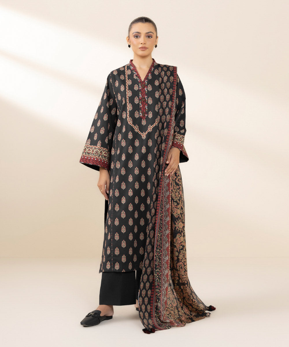 3 Piece - Printed Cotton Suit