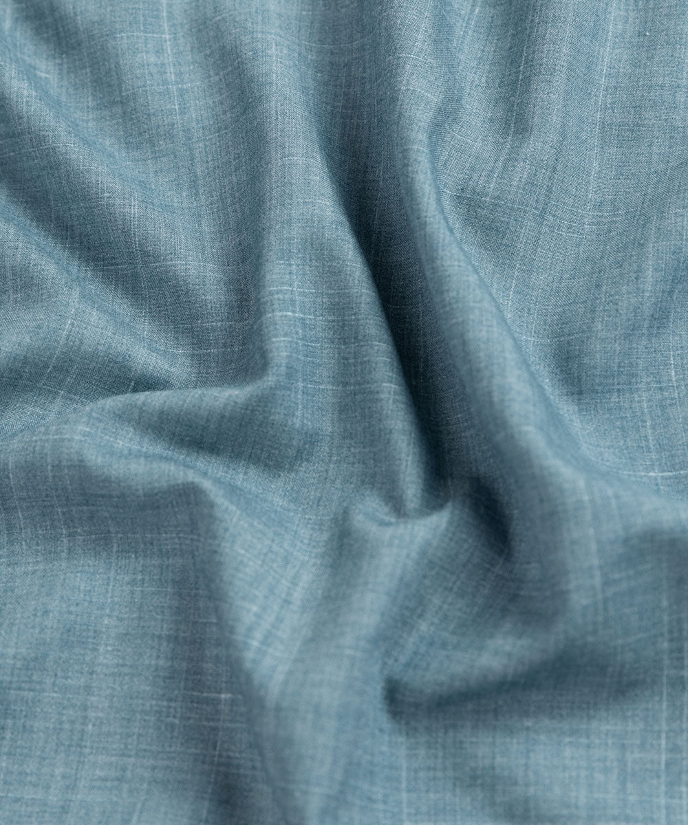 Men's Unstitched Wash & Wear Fancy Plain Blue Full Suit