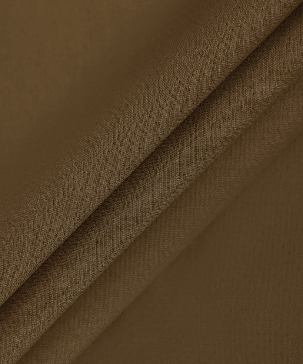 Men's Unstitched Brown Cotton Dobby Full Suit Fabric