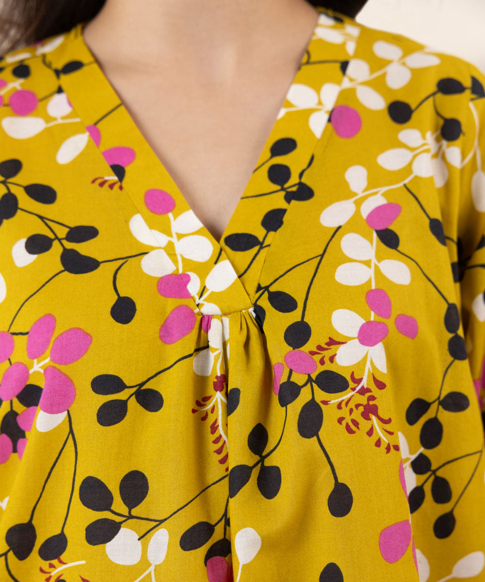 Women's Pret Lawn Printed Yellow Straight Shirt