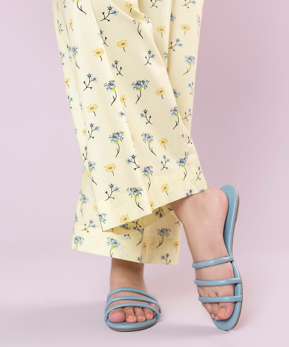 Women's Pret Cambric Printed Yellow Culottes