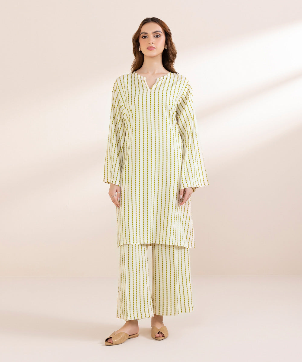 Women's Pret Linen Green Printed Boxy Shirt