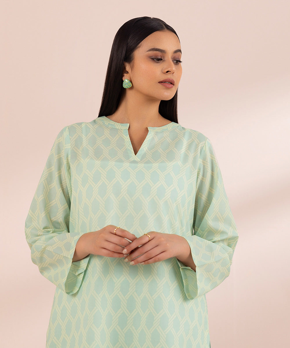 Women's Pret Lawn Green Printed A-Line Shirt