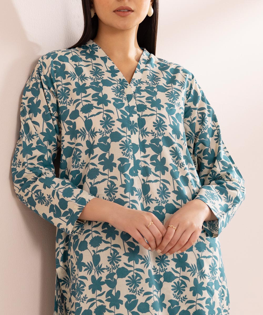 Women's Pret Lawn Blue Printed A-Line Shirt