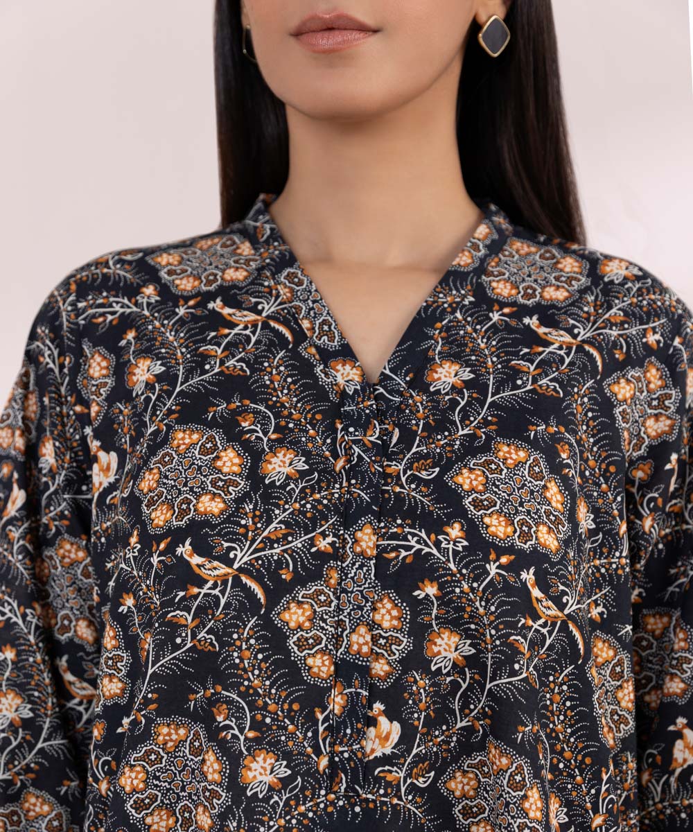 Women's Pret Lawn Black Printed Straight Shirt