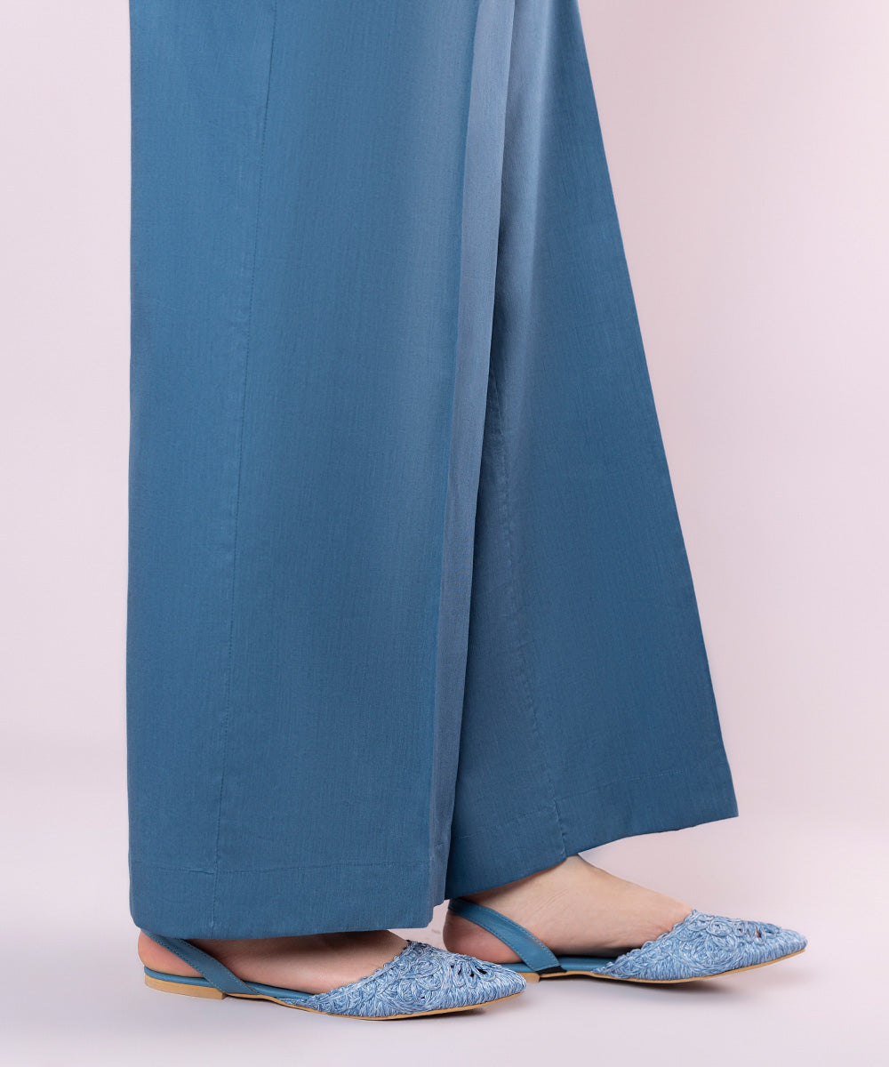 Women's Pret Cotton Viscose Dyed Blue Culottes