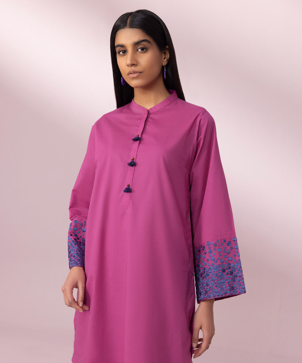 Women's Pret Lawn Embroidered Pink A-Line Shirt