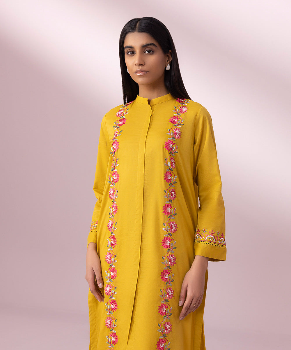 Women's Pret Lawn Embroidered Yellow A-Line Shirt