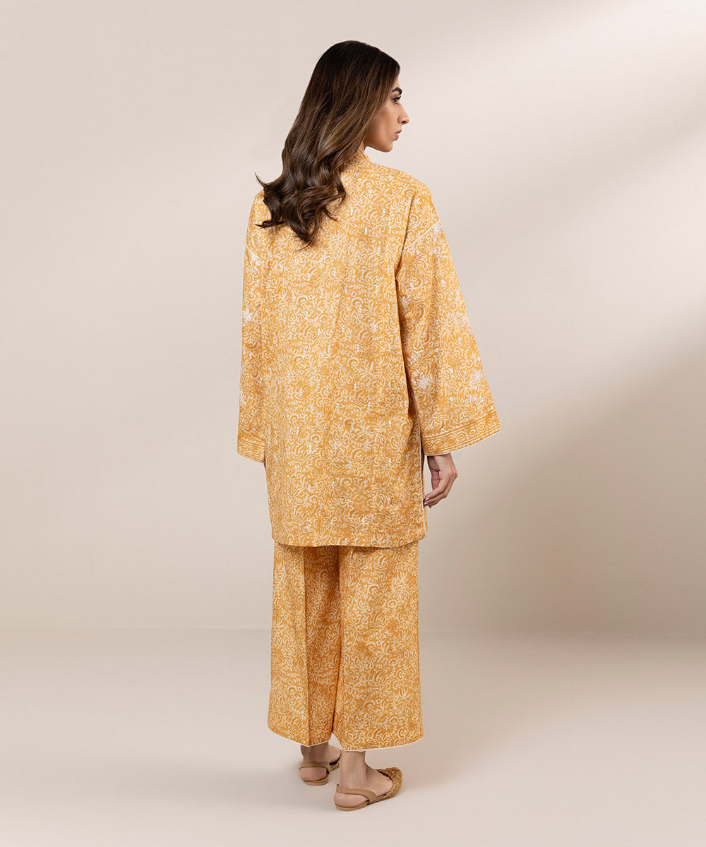 Women's Pret Lawn Printed Embroidered Yellow Straight Shirt