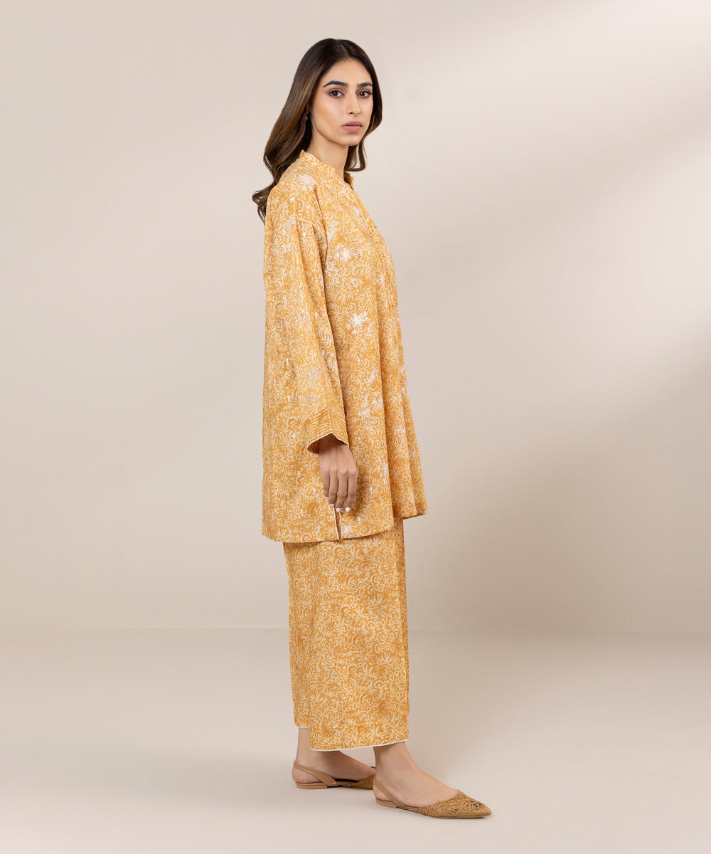 Women's Pret Lawn Printed Embroidered Yellow Straight Shirt