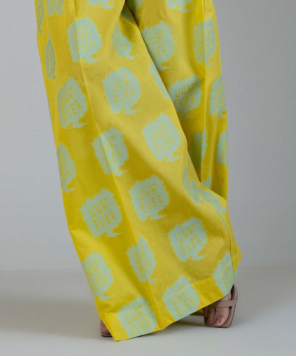 Women's Pret Extra Weft Jacquard Yellow Dyed Sharara