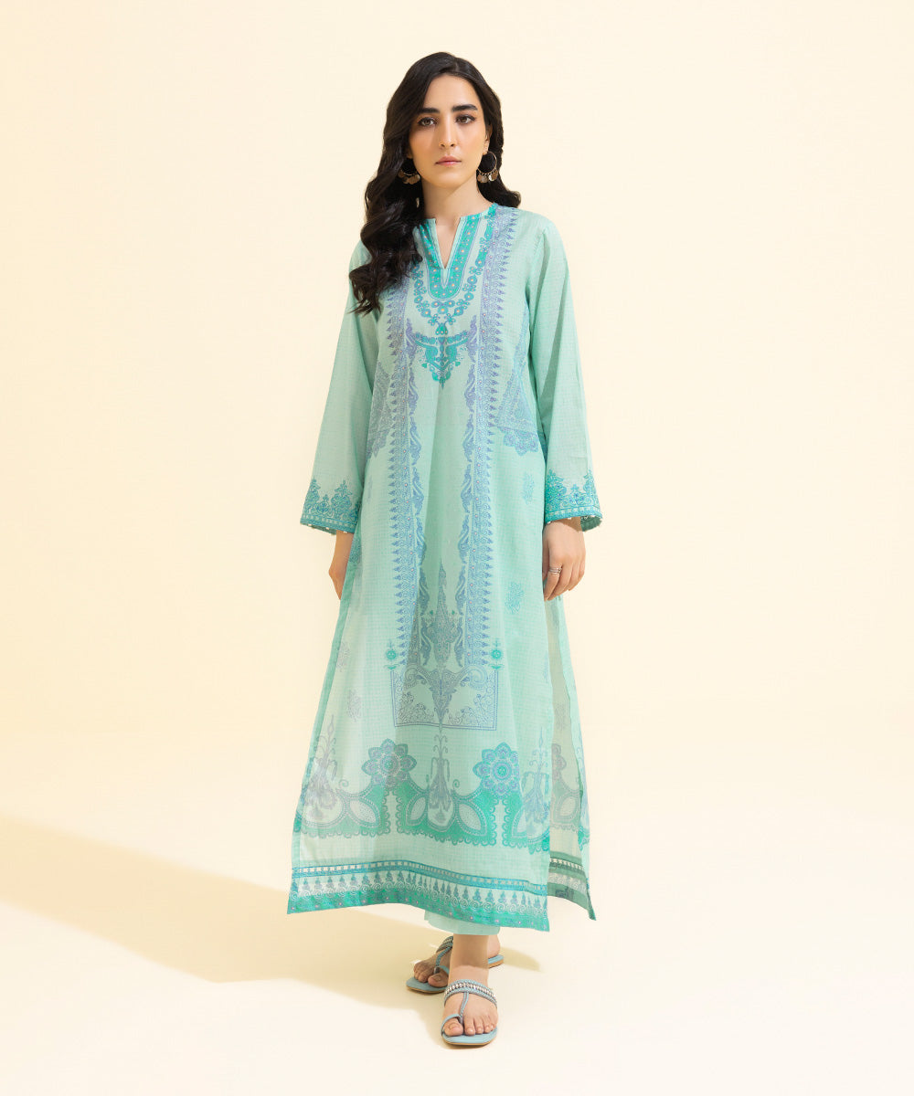 Women's Eid Pret Lawn Embroidered Sky Blue 2 Piece Suit