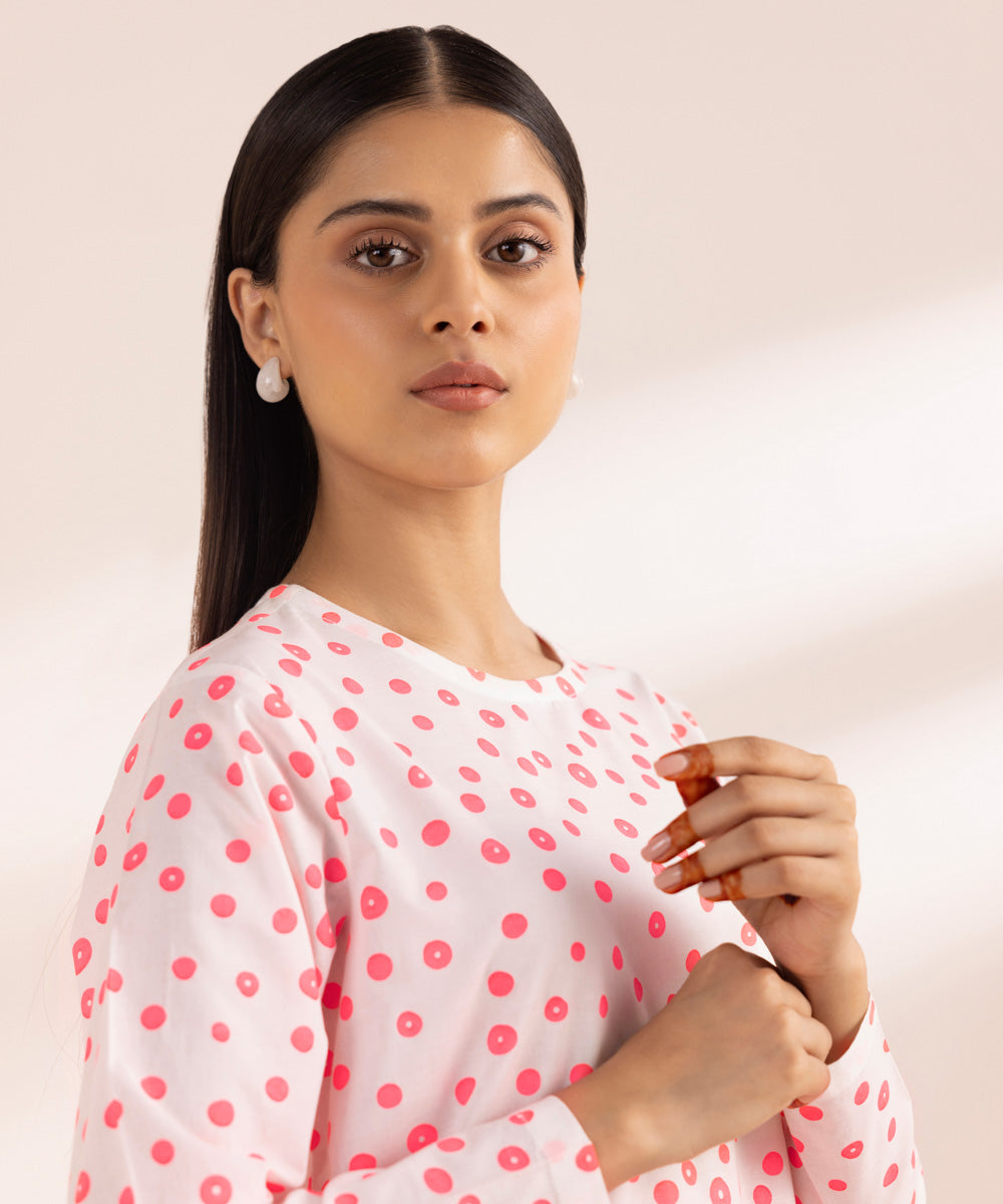 Women's Pret Cambric Pink Printed A-Line Shirt