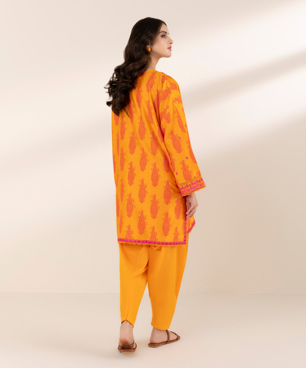 Women's Pret Supreme Cotton Satin Orange Printed Boxy Shirt