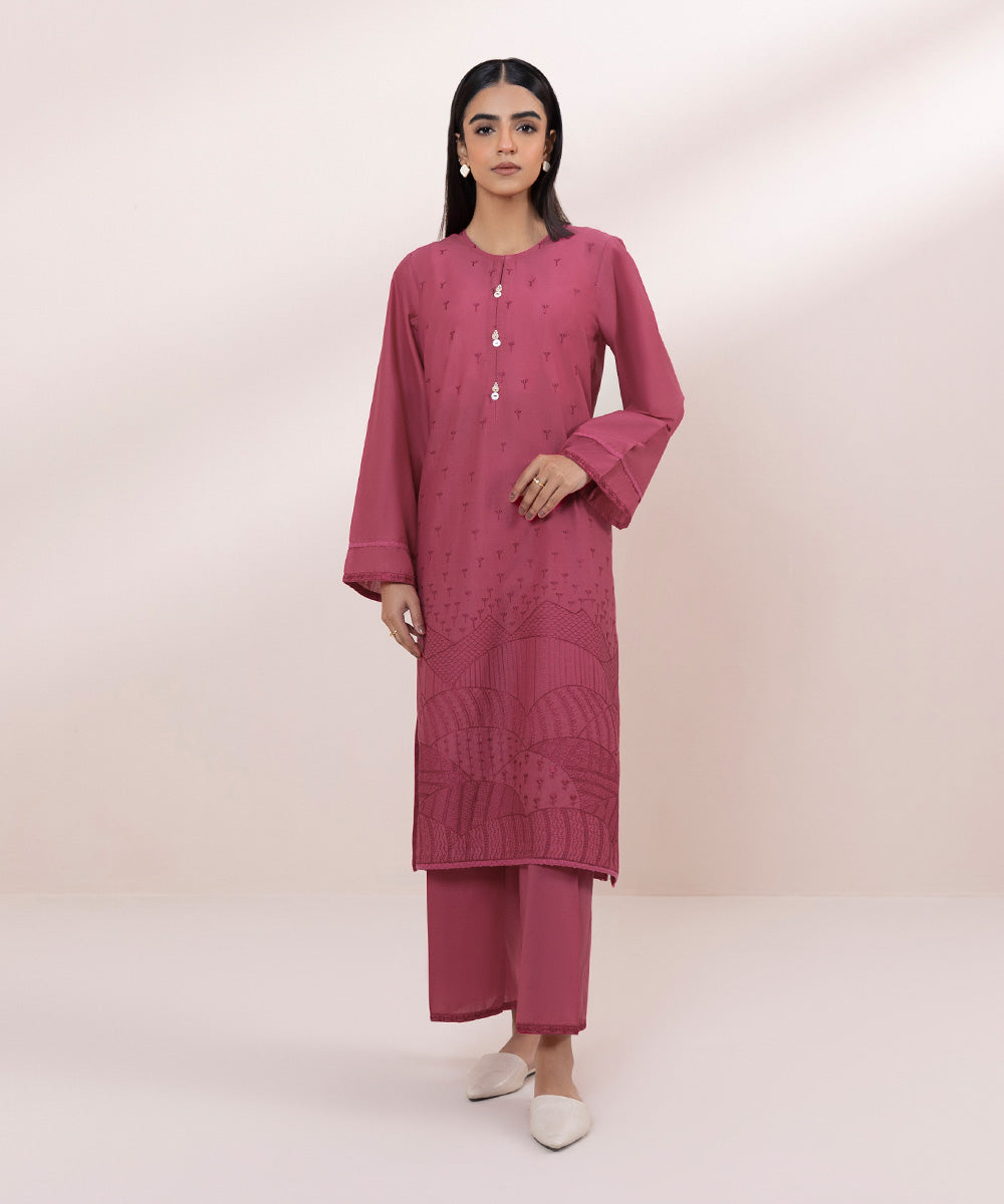 Women's Pret Lawn Embroidered Pink A-Line Shirt