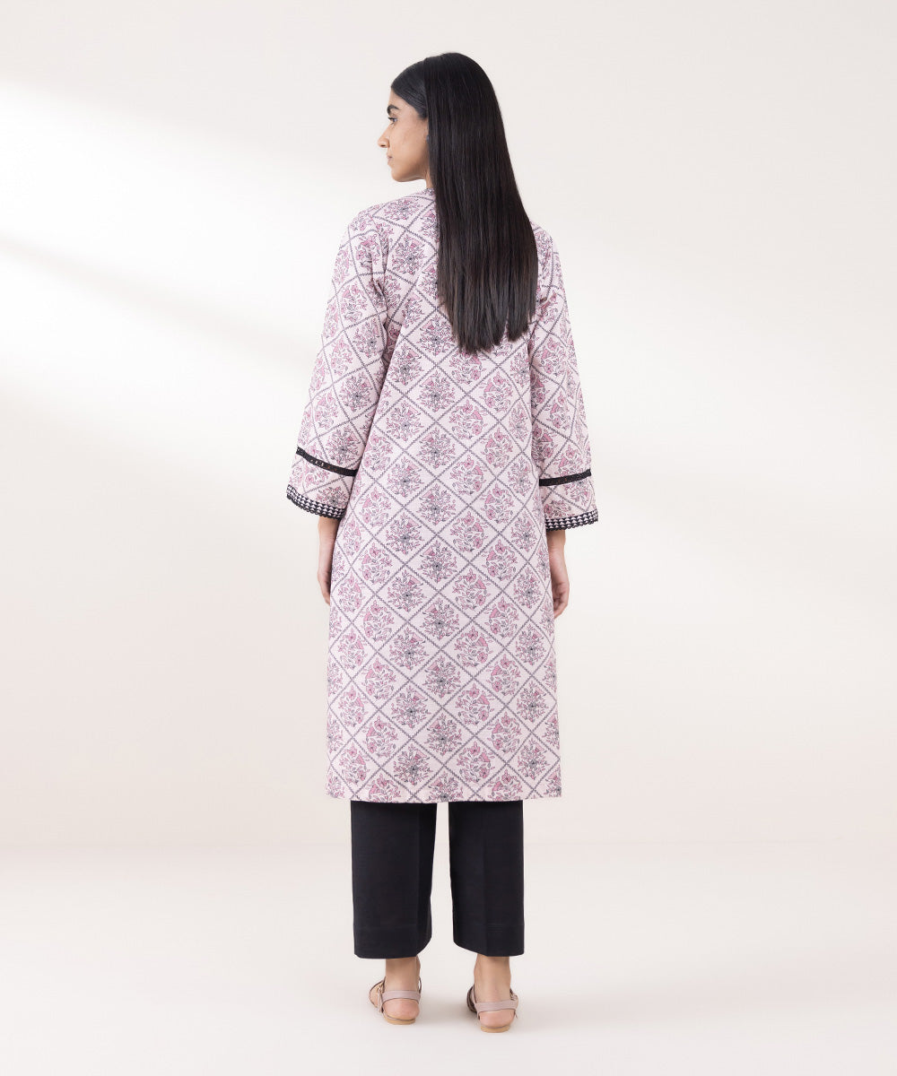 Women's Pret Khaddar Printed Purple A-Line Shirt