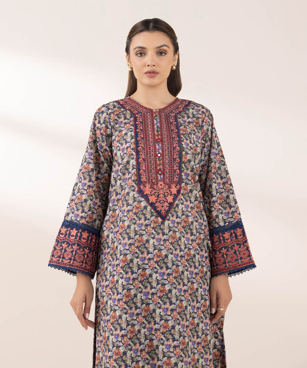 Embroidered Zari Khaddar Shirt