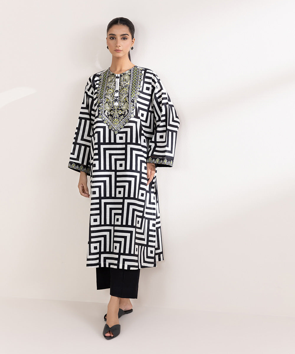 Women's Pret Khaddar Embroidered Multi A-Line Shirt