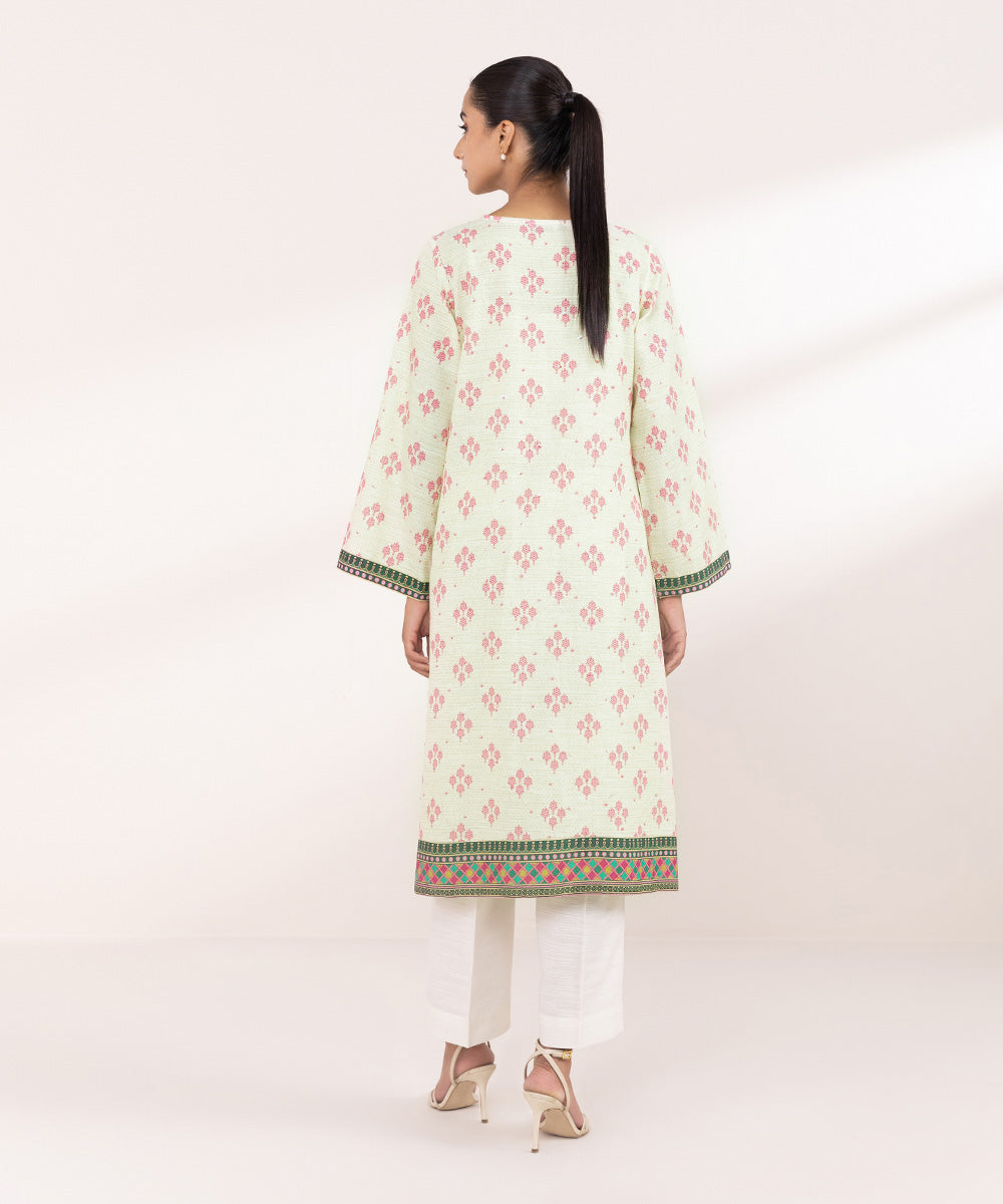 Women's Pret Khaddar Off White Embroidered A-Line Shirt