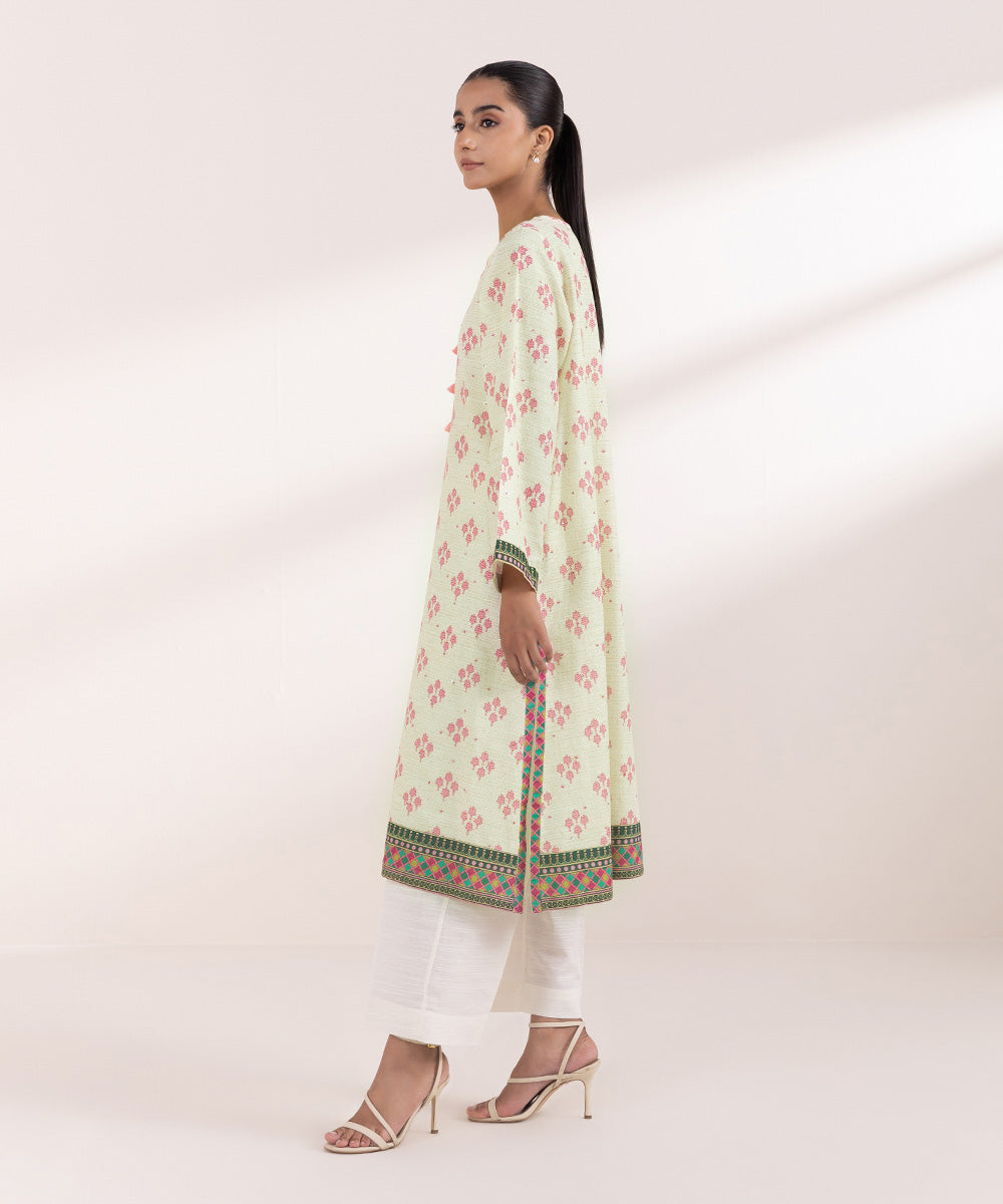 Women's Pret Khaddar Off White Embroidered A-Line Shirt