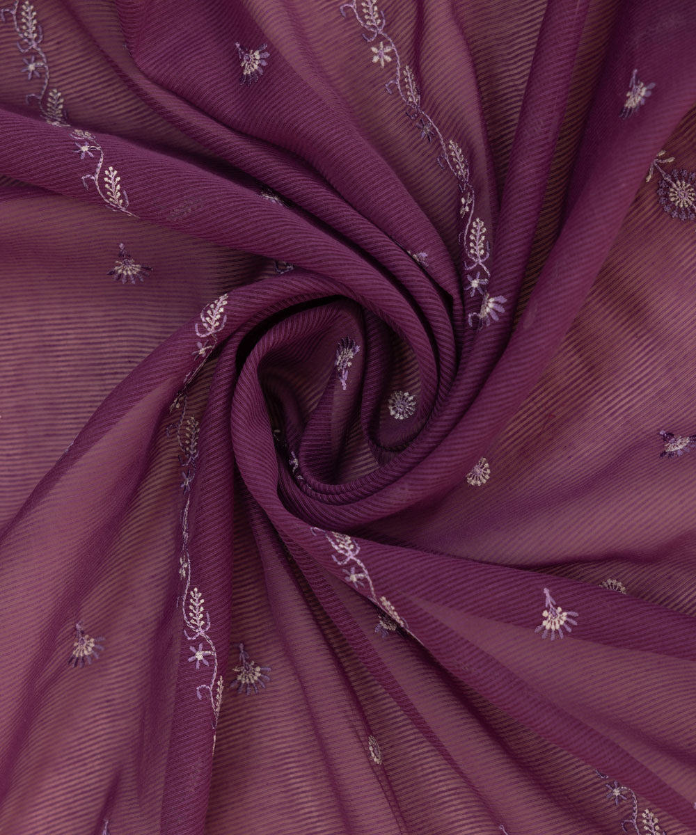 Blended Textured Karandi Purple Embroidered Dupatta