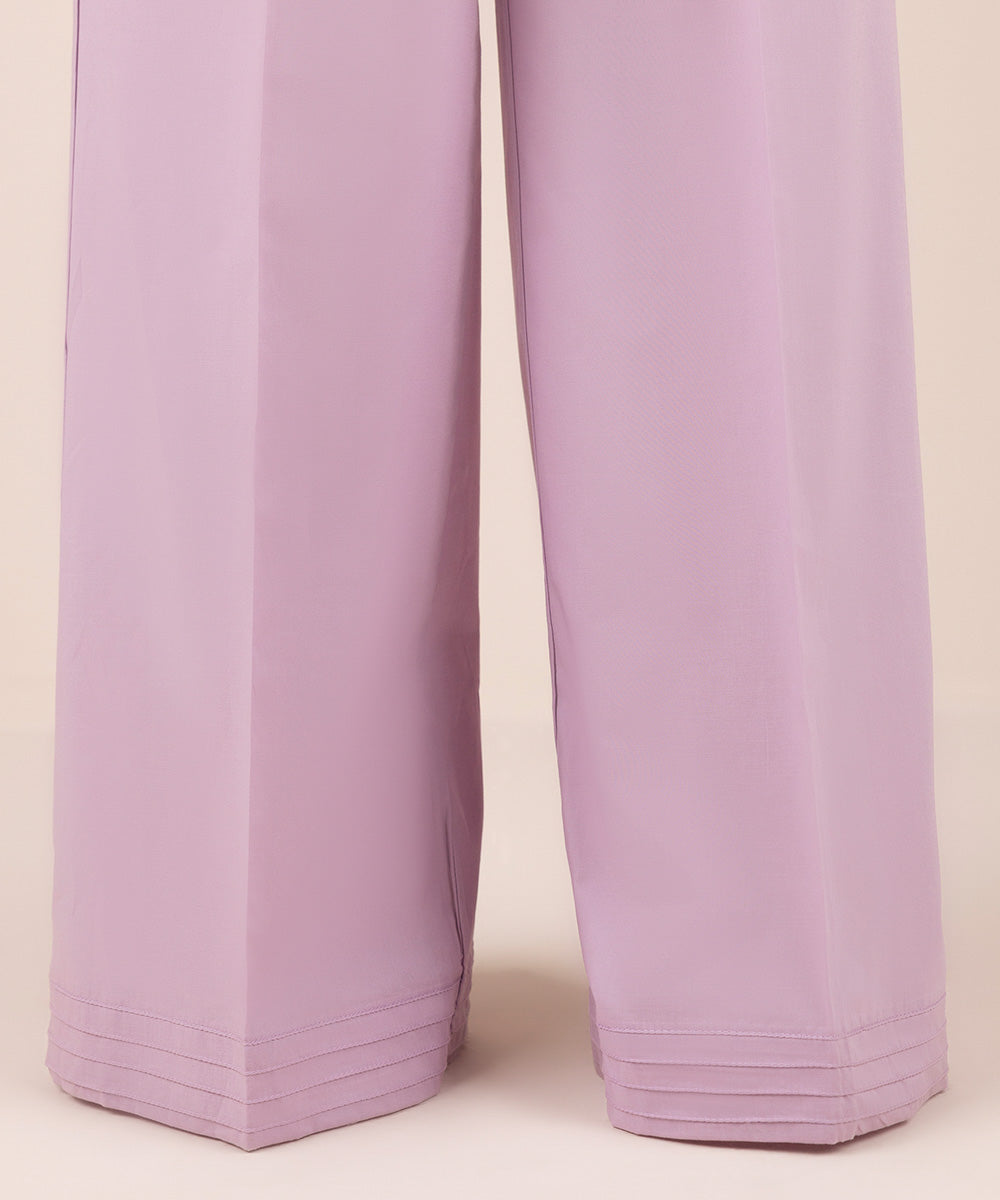 Women's Pret Cambric Purple Dyed Flared Pants