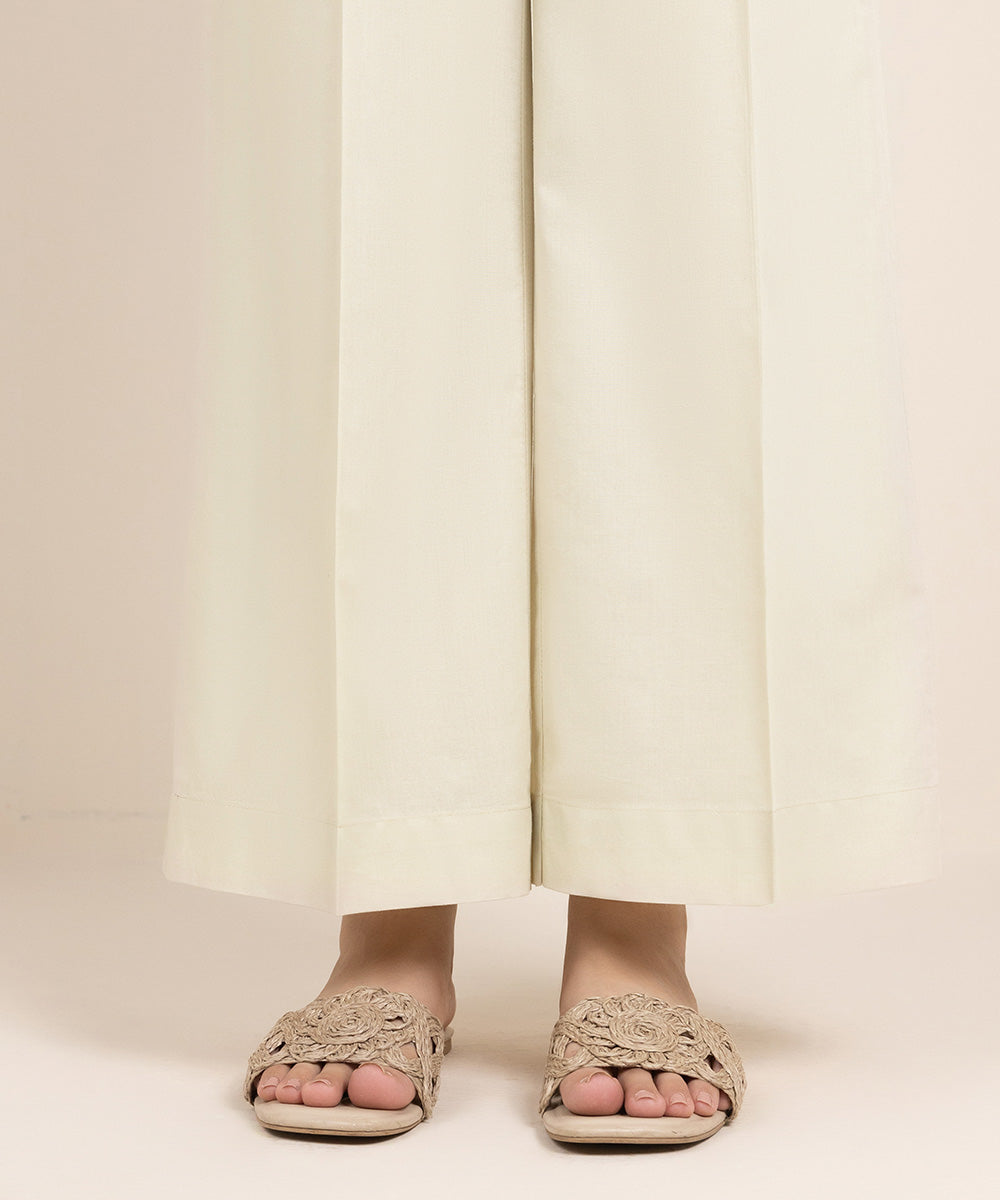 Women's Pret Cambric Solid Beige Culottes