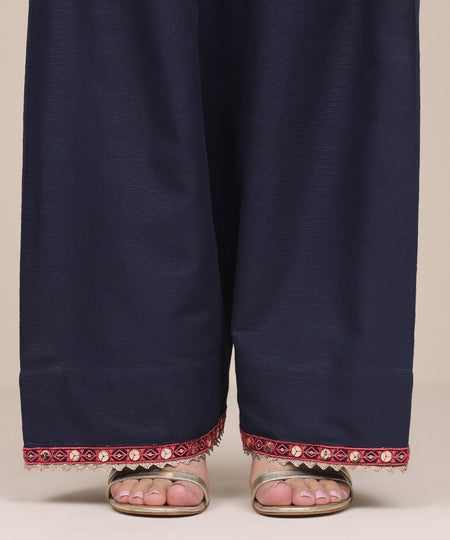 Women's Pret Khaddar Blue Embroidered Shalwar