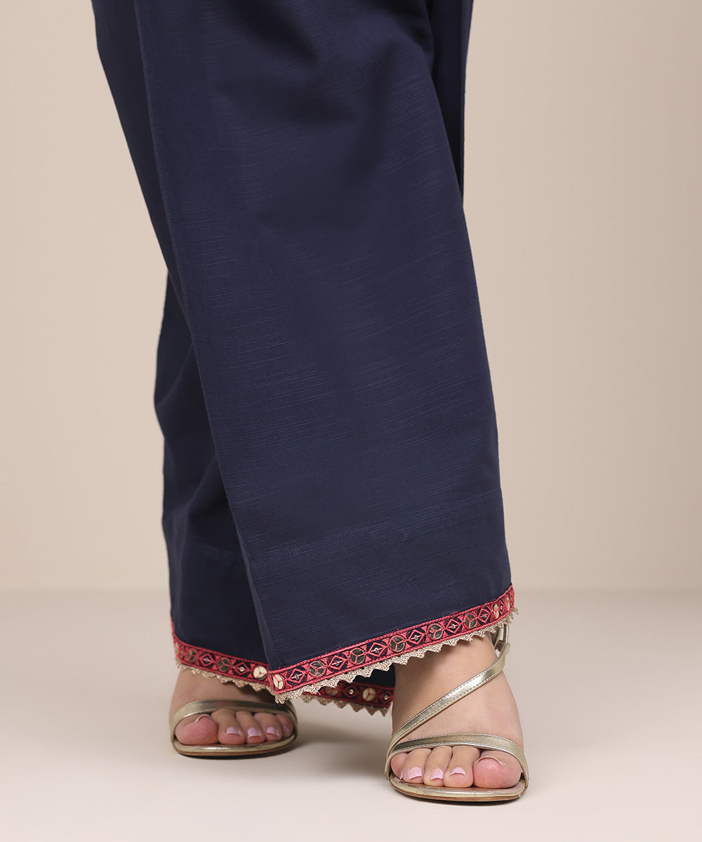 Women's Pret Khaddar Blue Embroidered Shalwar