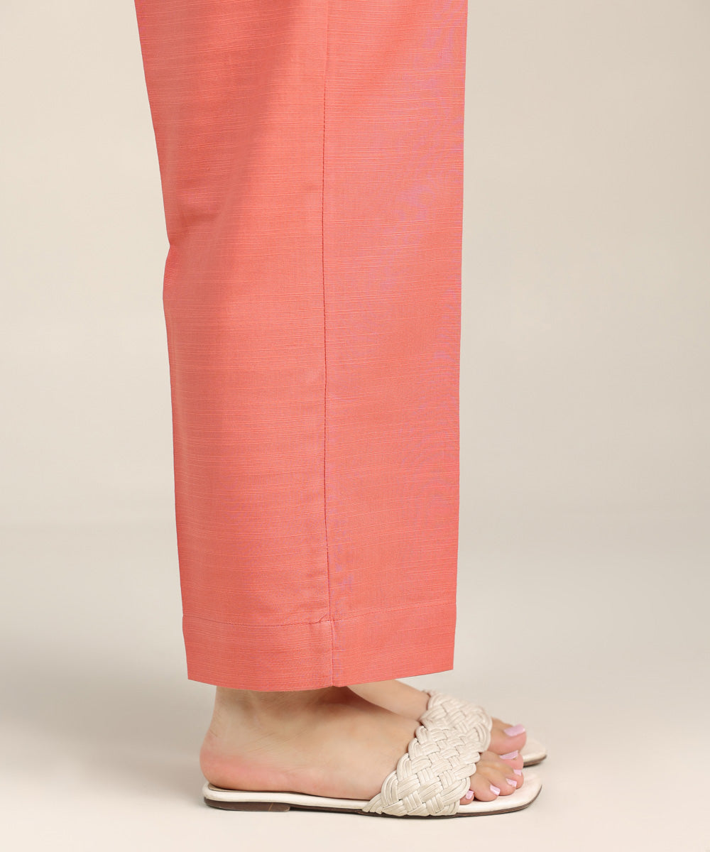 Women's Pret Khaddar Pink Solid Straight Pants