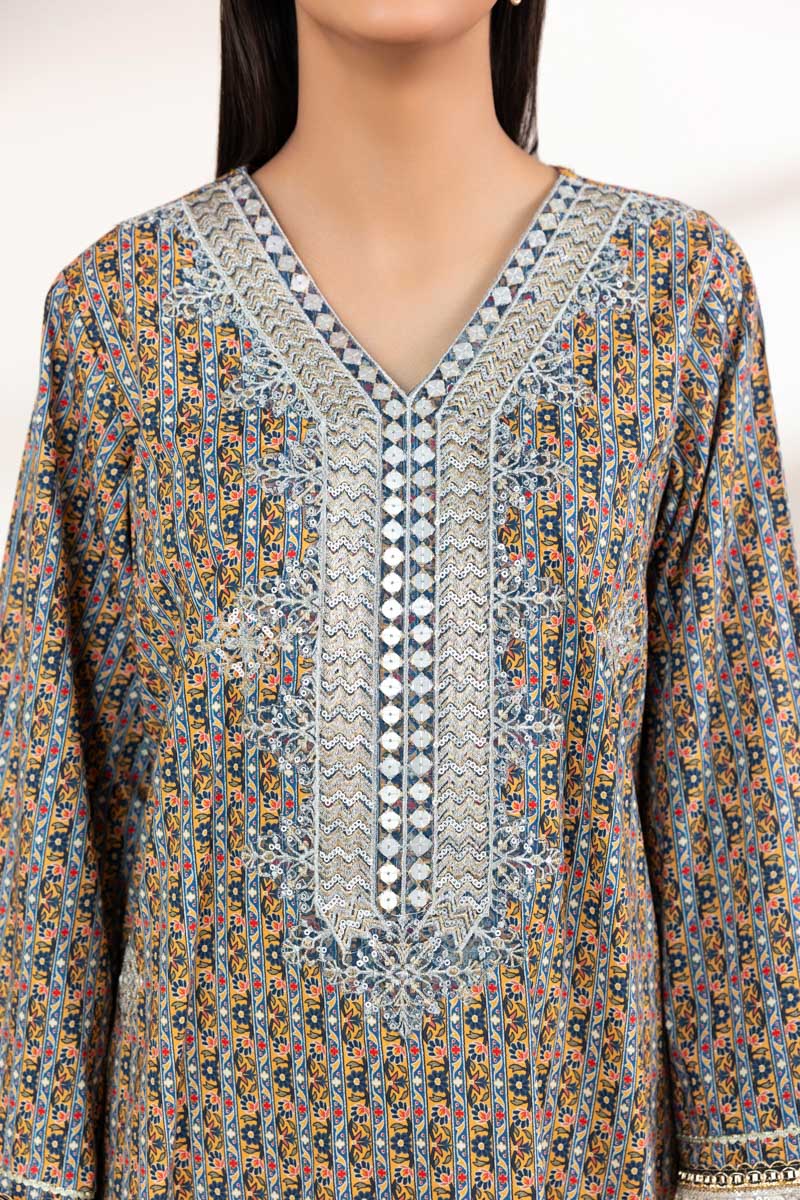 Women's Pret Cotton Viscose Multi Embroidered A-Line Shirt