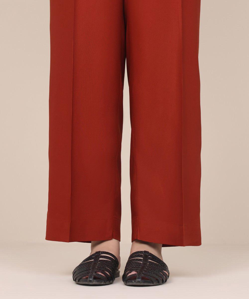 Women's Pret Bedford Red Solid Straight Pants