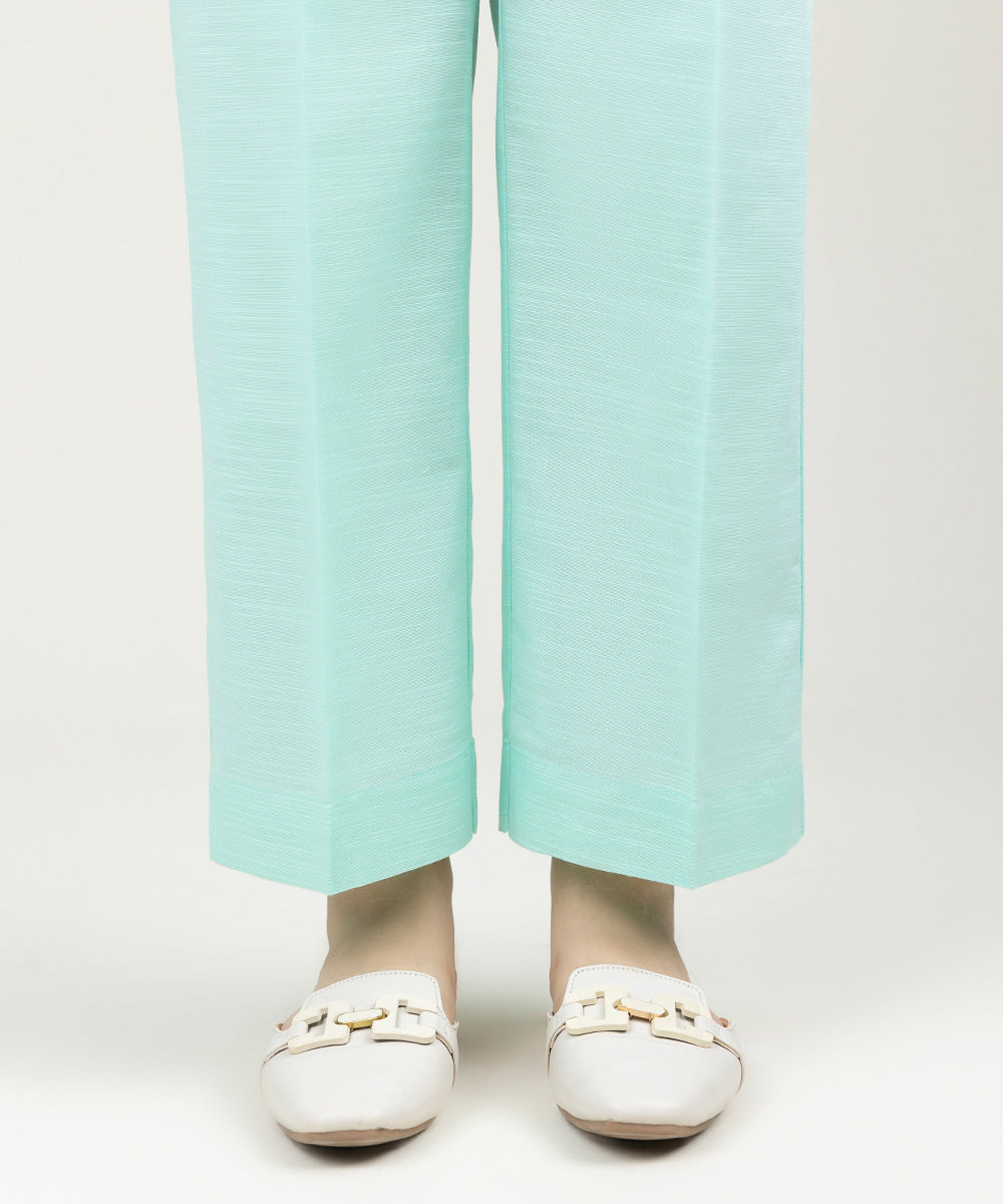 Women's Pret Khaddar Solid Sky Blue Straight Pants