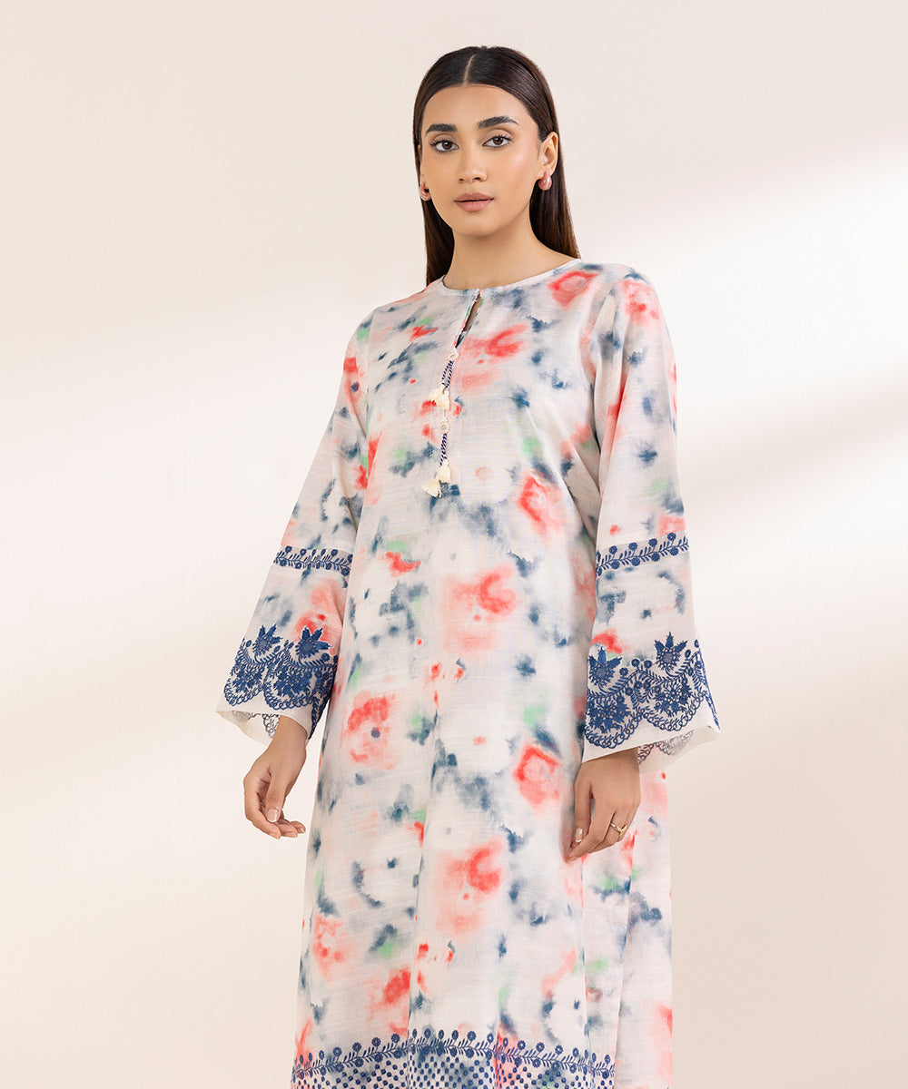 Women's Pret Khaddar Multi Embroidered A-Line Shirt