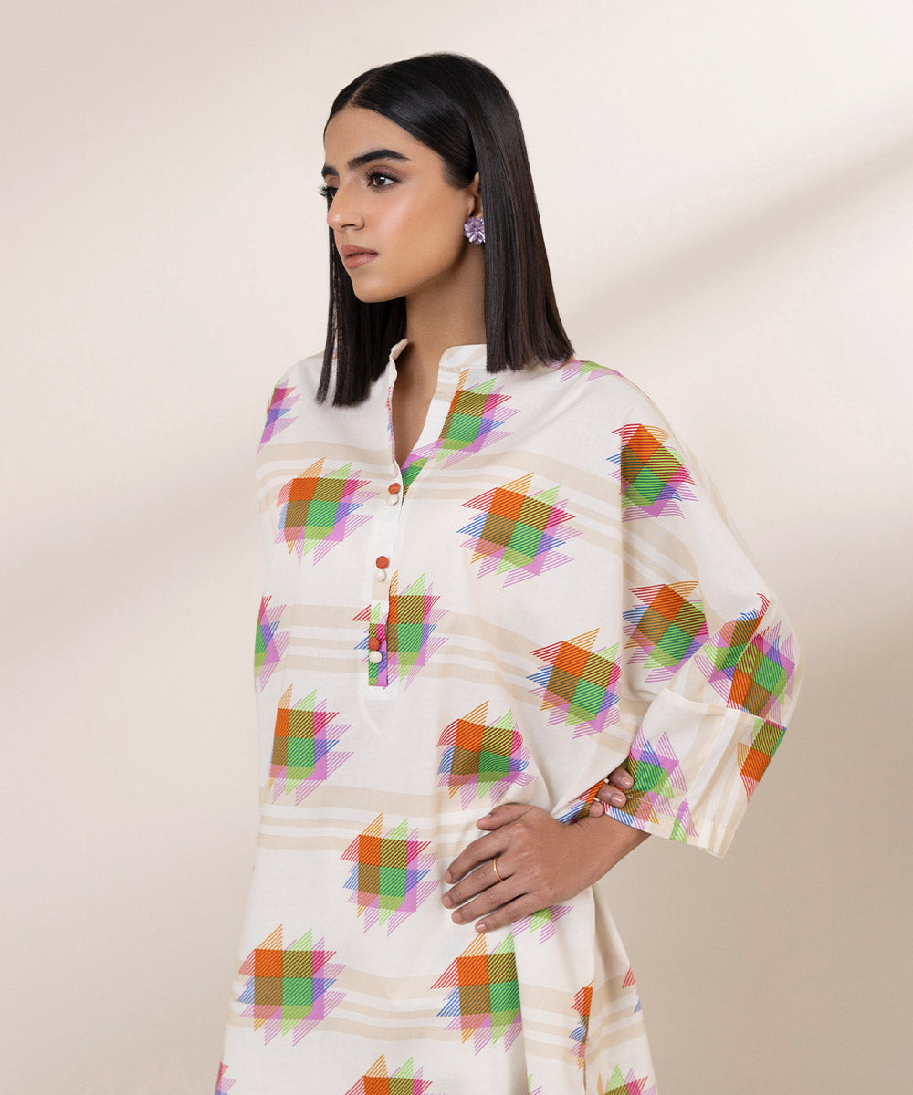 Women's Pret Cambric Printed Multi Drop Shoulder Shirt