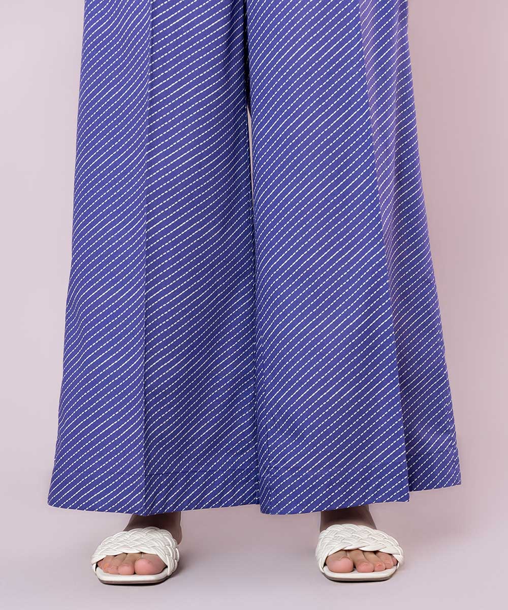 Women's Pret Cambric Printed Purple Culottes