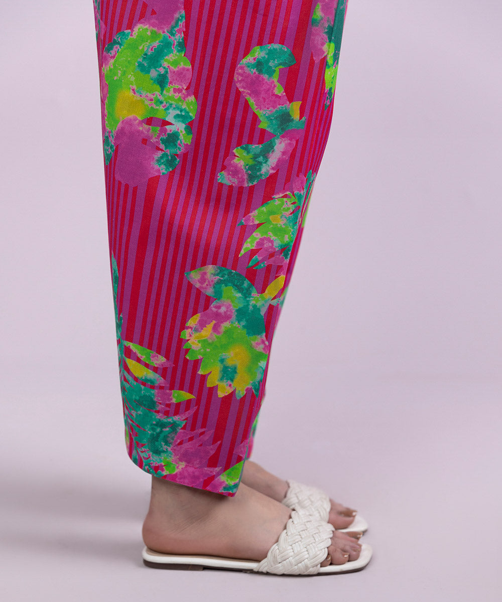 Women's Pret Cambric Printed Pink Shalwar