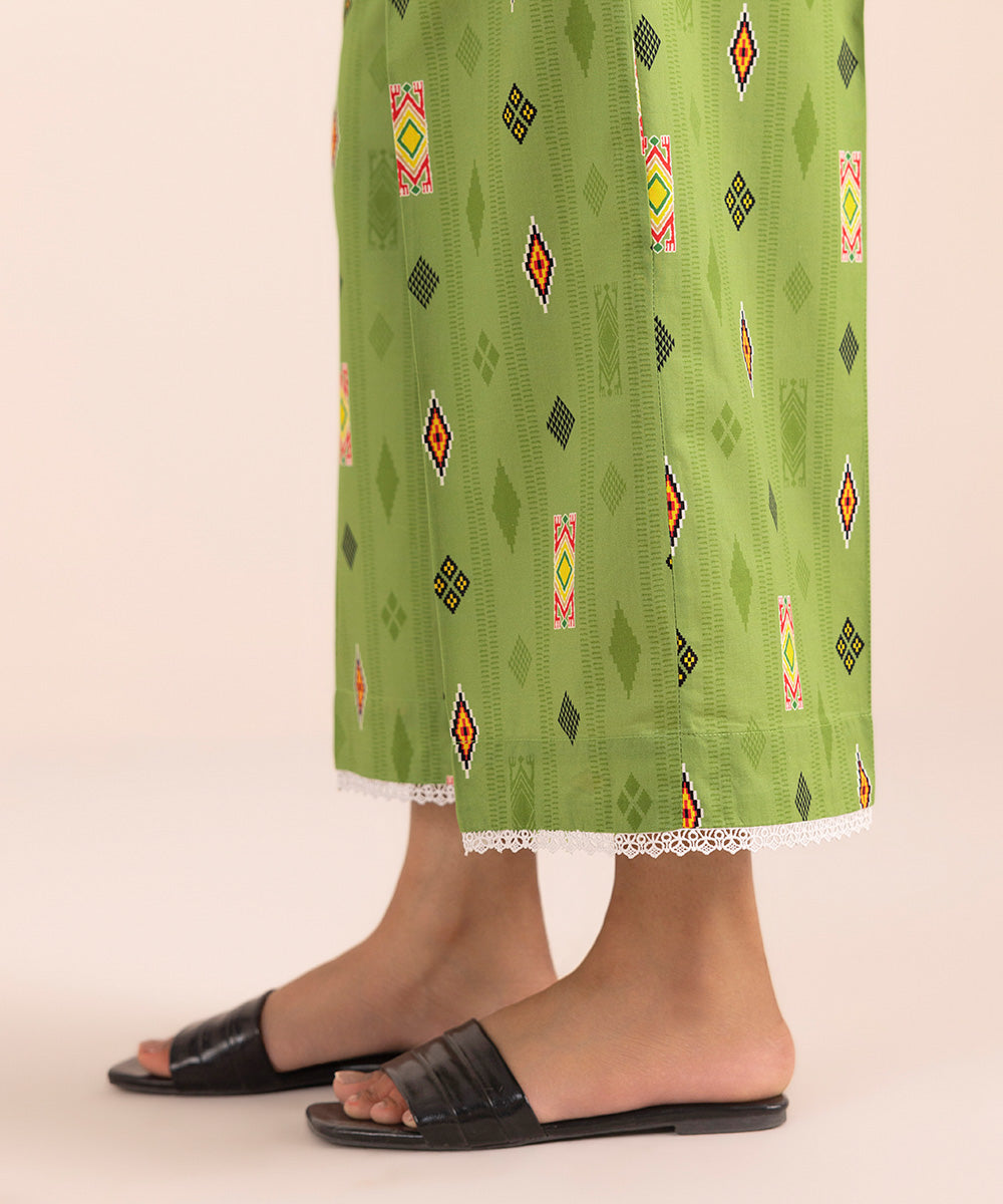 Women's Pret Cambric Green Printed Culottes