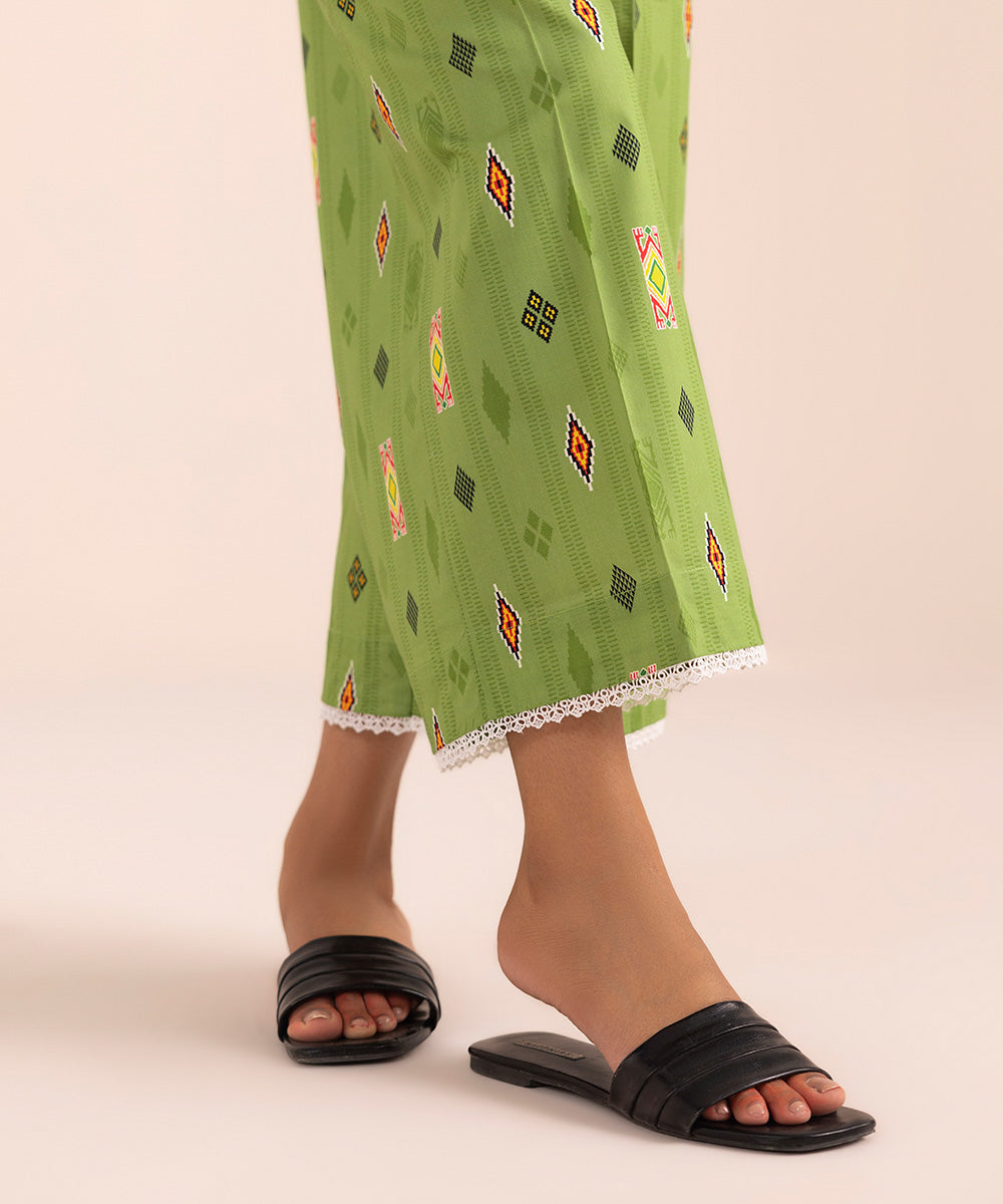 Women's Pret Cambric Green Printed Culottes