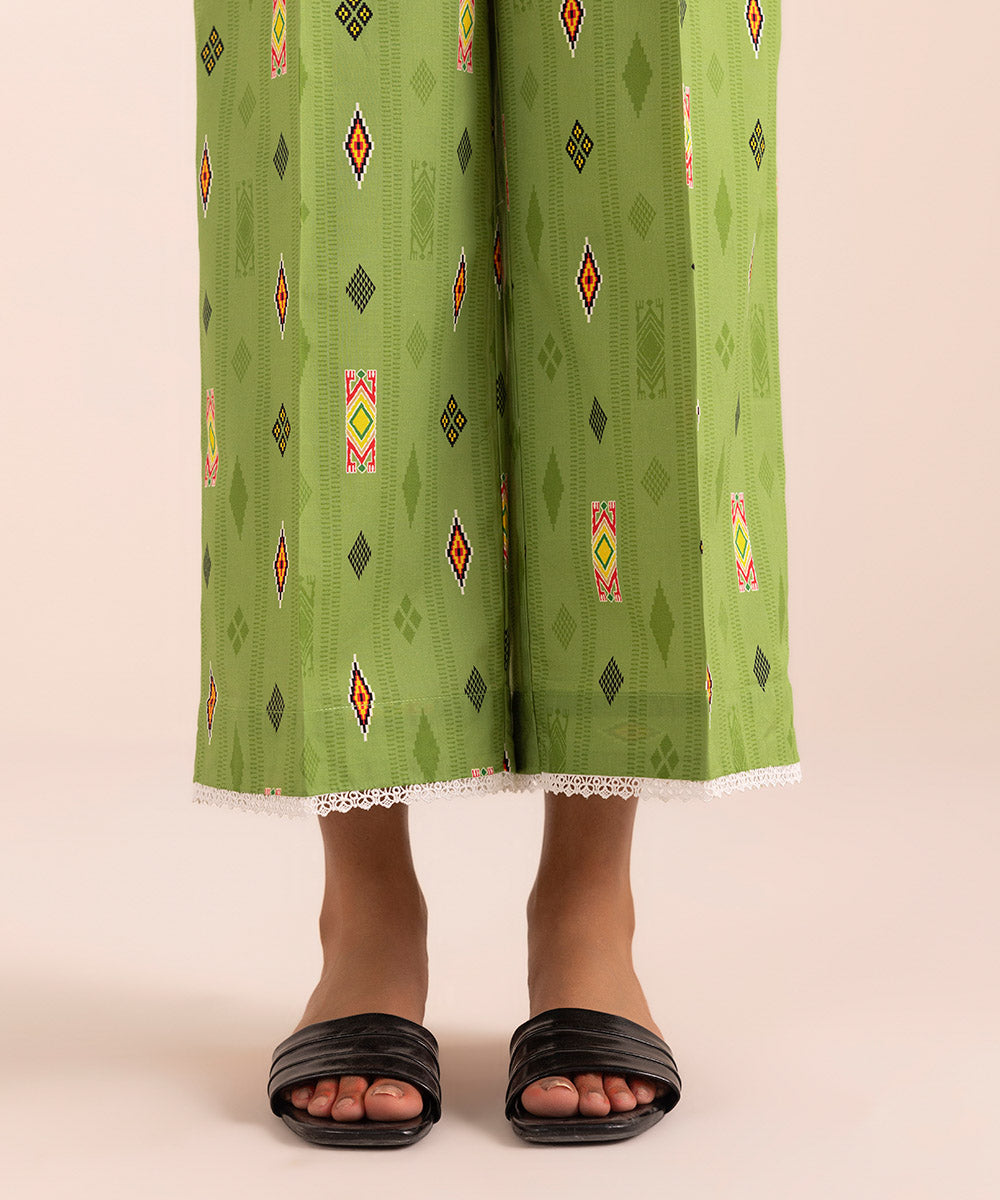 Women's Pret Cambric Green Printed Culottes