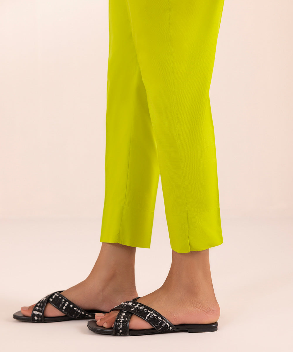 Women's Pret Cambric Yellow Printed Cigarette Pants