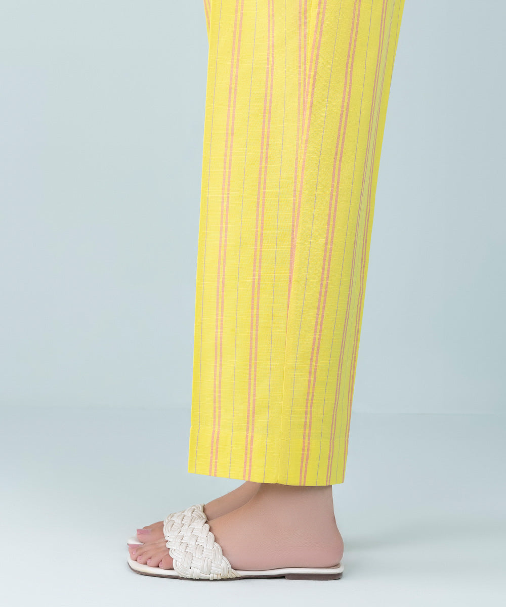 Women's Pret Yarn Dyed Yellow Dyed Straight Pants