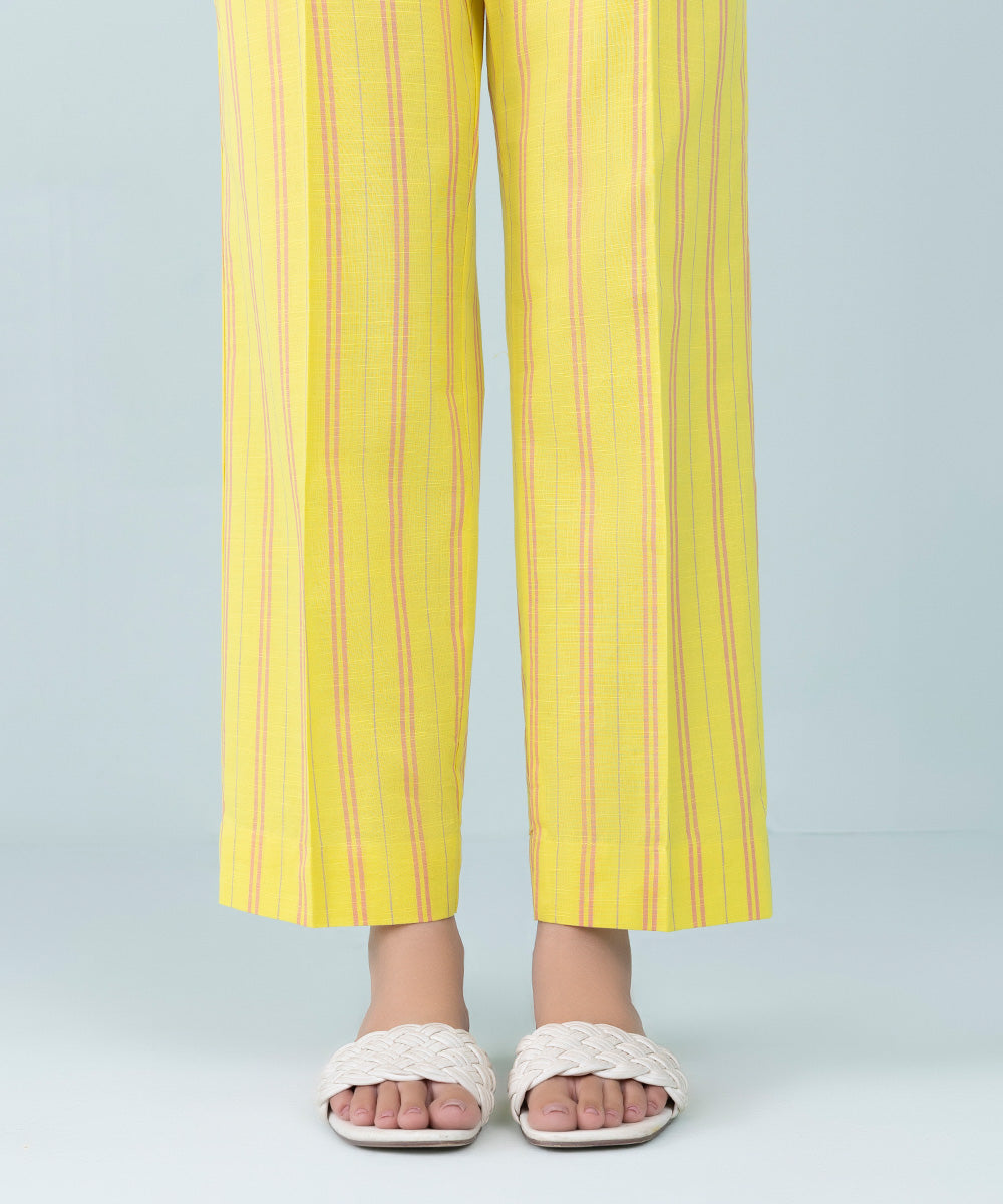 Women's Pret Yarn Dyed Yellow Dyed Straight Pants