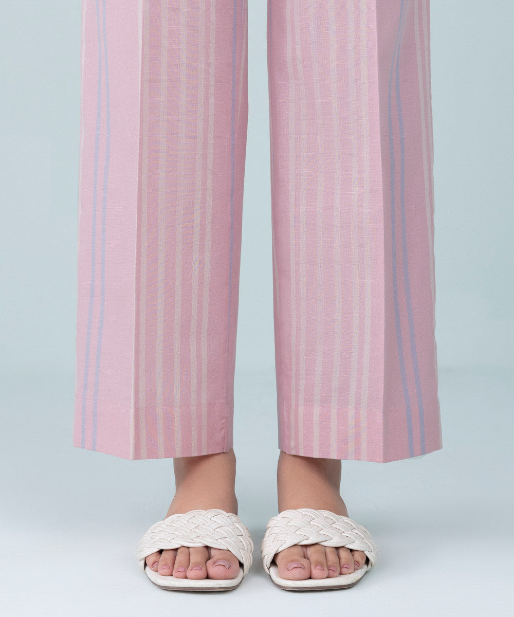 Women's Pret Yarn Dyed Light Pink Dyed Straight Pants