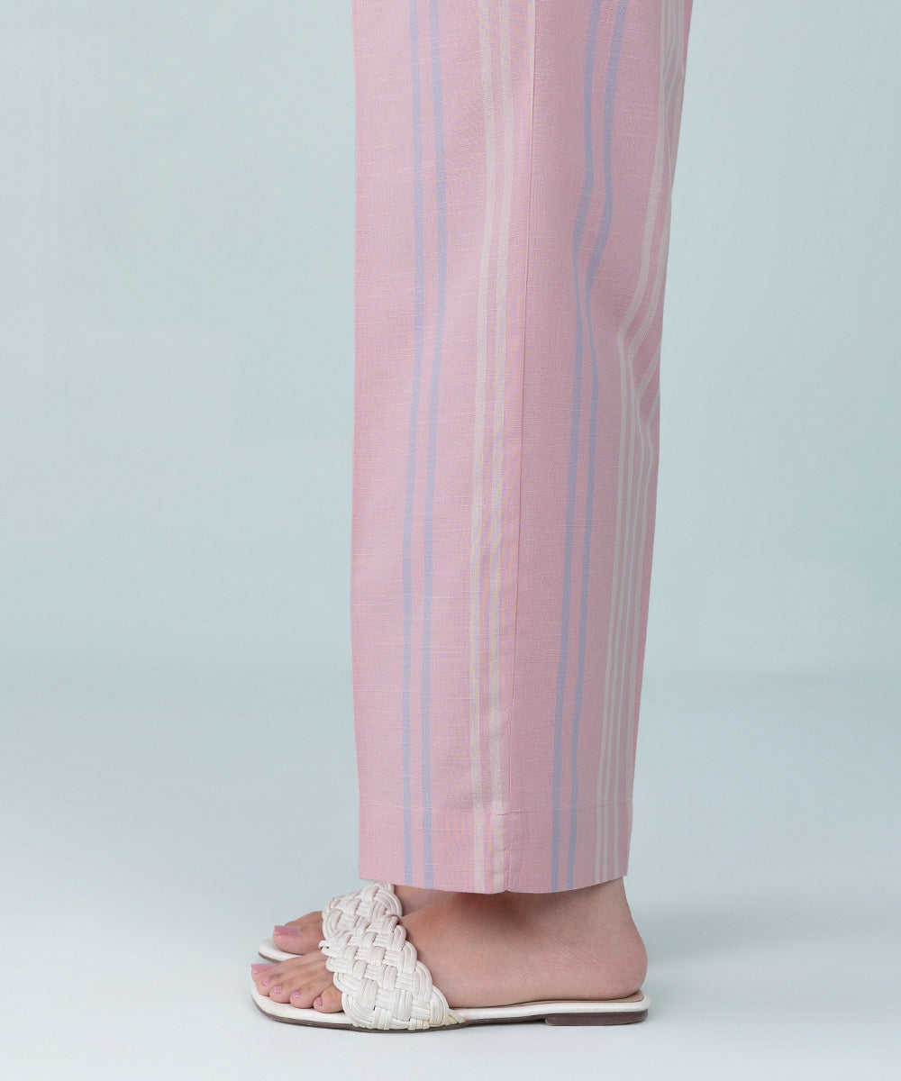 Women's Pret Yarn Dyed Light Pink Dyed Straight Pants