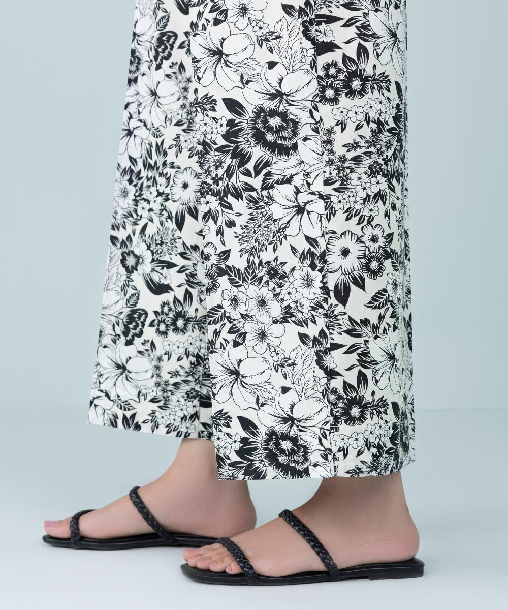 Women's Pret Cambric Black and White Printed Culottes