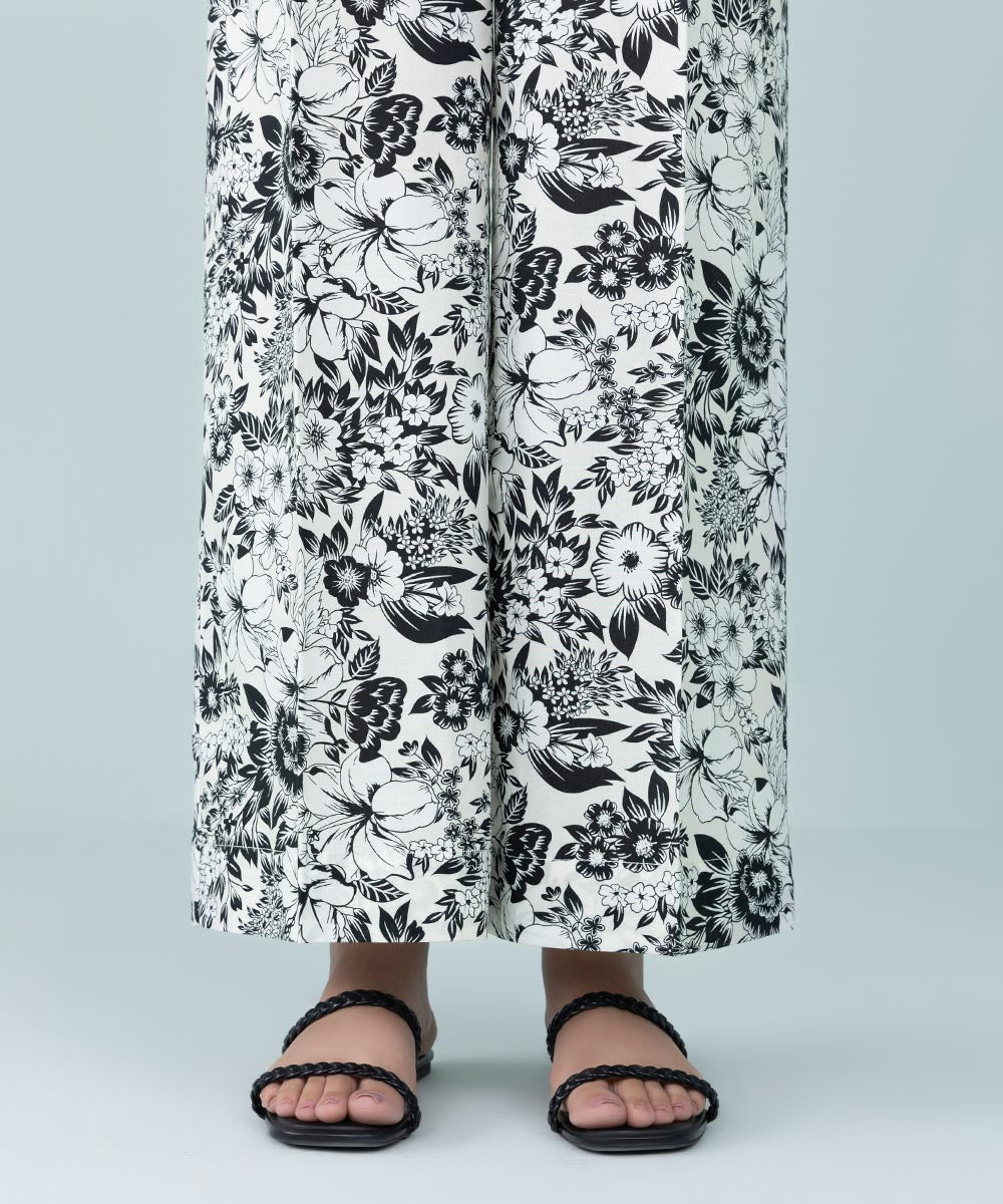 Women's Pret Cambric Black and White Printed Culottes